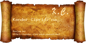 Kender Cipriána névjegykártya